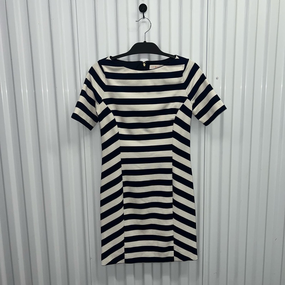Tory Burch Navy and White Striped Boatneck Mini Dress, beautiful